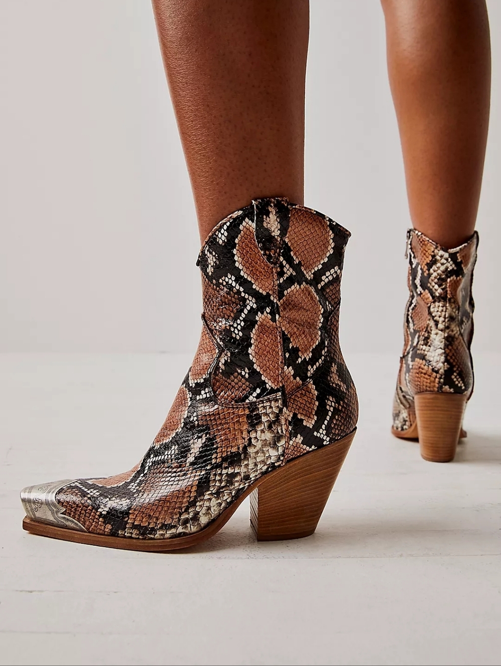 Free People Brayden Western Snakeskin Ankle Boots - Picture 2 of 11